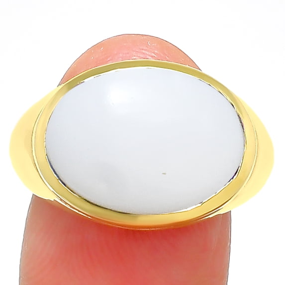18K Gold Over Brass Natural White Opal Ring s.8 Jewelry RM-1115 TGR1003_G_8