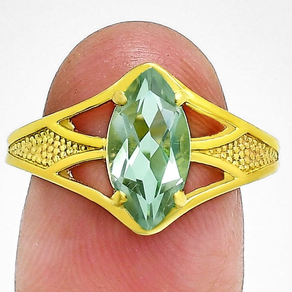 18K Gold Over Brass Prasiolite (Green Amethyst) Ring s.5 Jewelry RM-1727 TGR1002_B_5