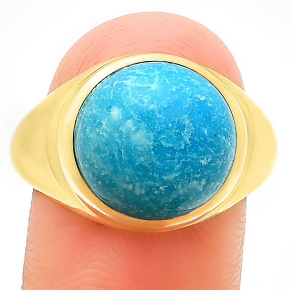 18K Gold Over Brass Sleeping Beauty Turquoise - USA Ring s.7 Jewelry RM1115 TGR1013_D_7