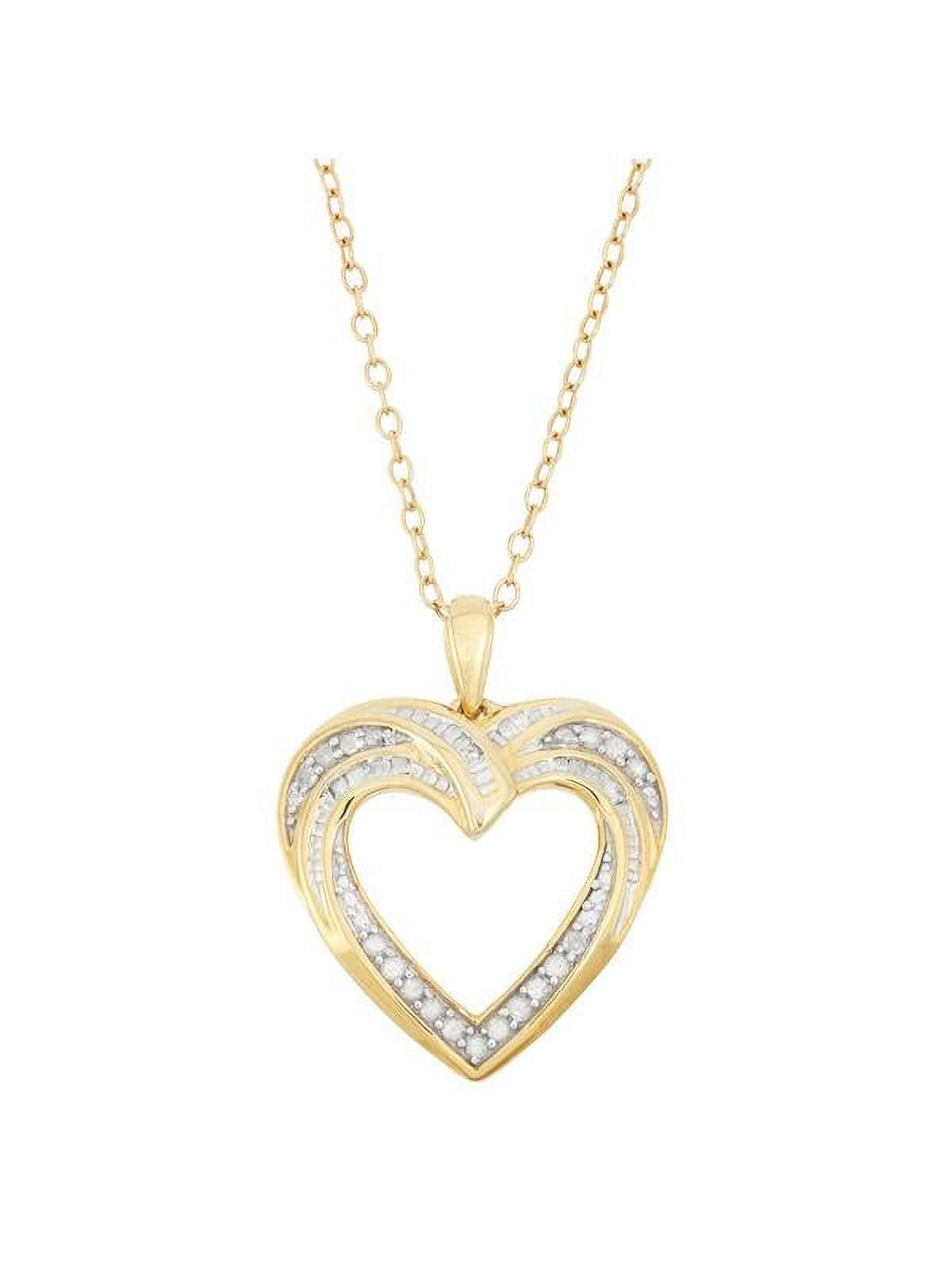 18K Gold Over Sterling Silver 0.20 cttw Diamond Heart Pendant