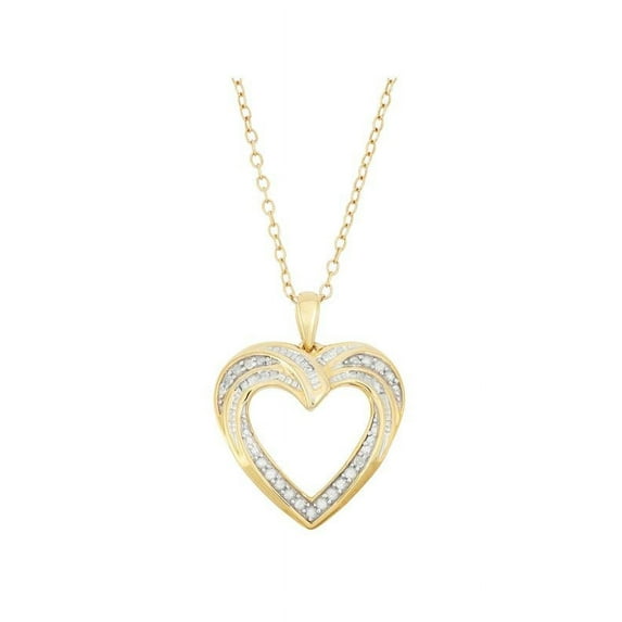 18K Gold Over Sterling Silver 0.20 cttw Diamond Heart Pendant