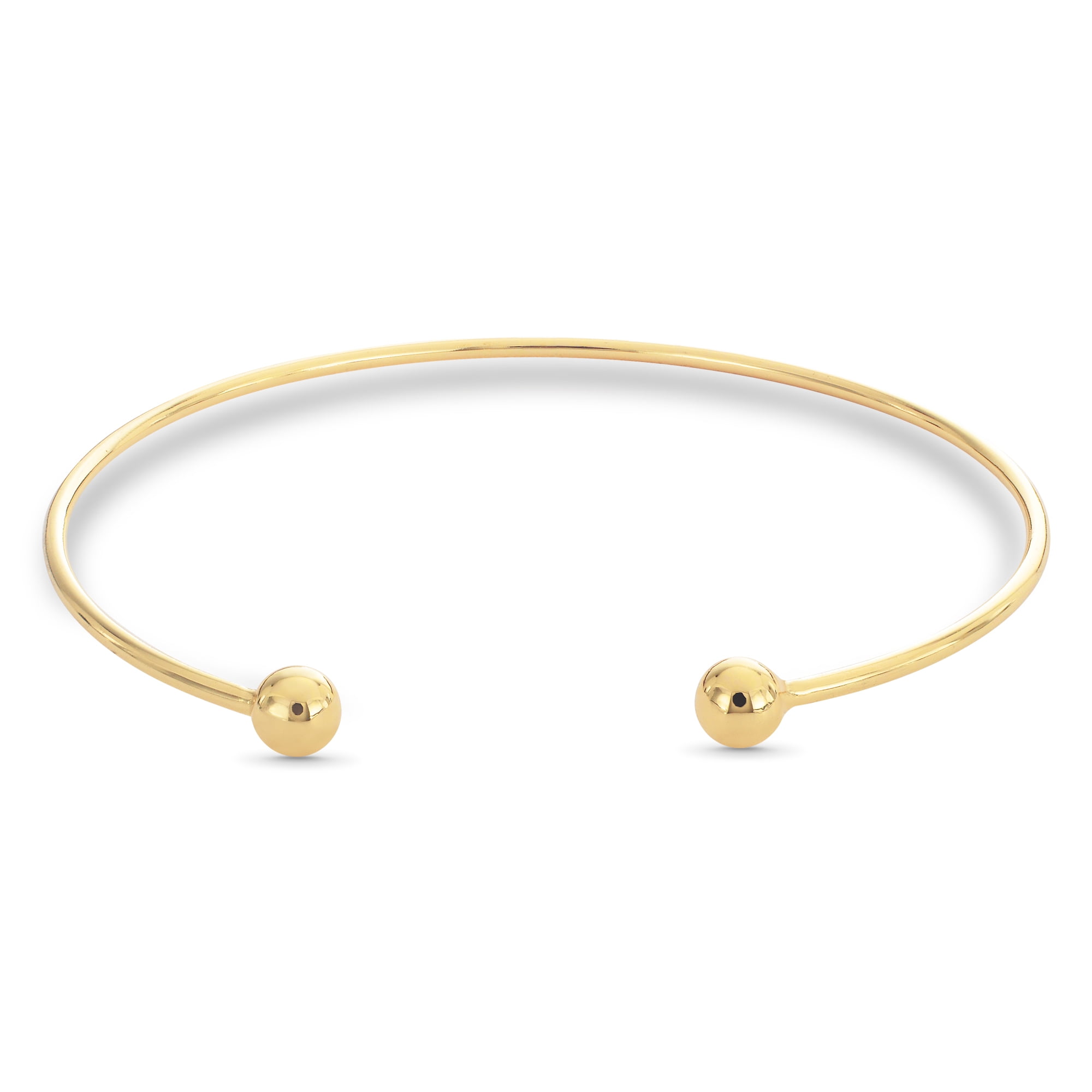 18K Gold Over Sterling Silver Ball Ends Cuff Bangle Walmart
