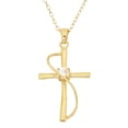 thumbnail image 1 of 18K Gold Over Sterling Silver Created White Sapphire Swirl Cross Pendant 18 Inch, 1 of 1
