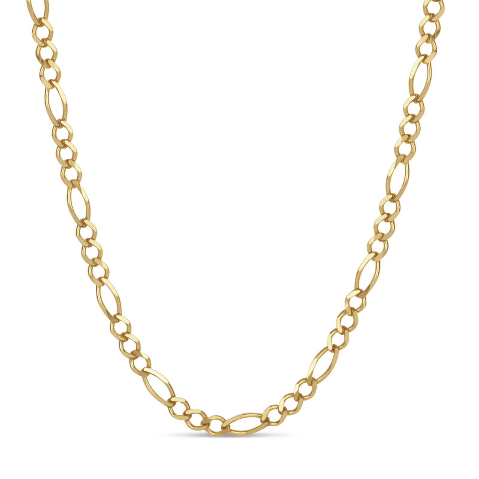 18K Gold Over Sterling Silver Figaro Chain Necklace 24 Inches