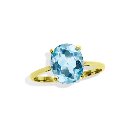 18K Gold Over Sterling Silver Genuine 6.00 Carat Blue Topaz Cocktail Ring