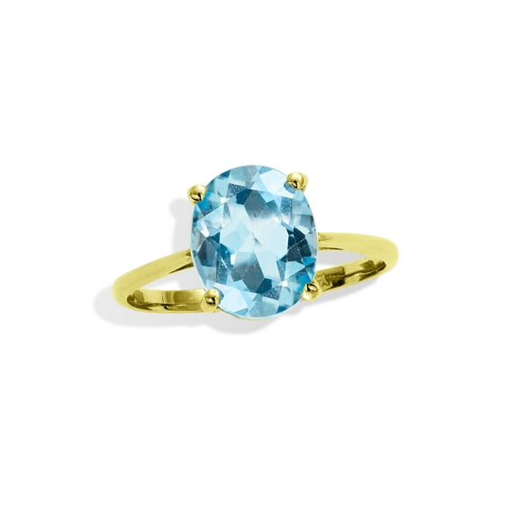 18K Gold Over Sterling Silver Genuine 6.00 Carat Blue Topaz Cocktail Ring