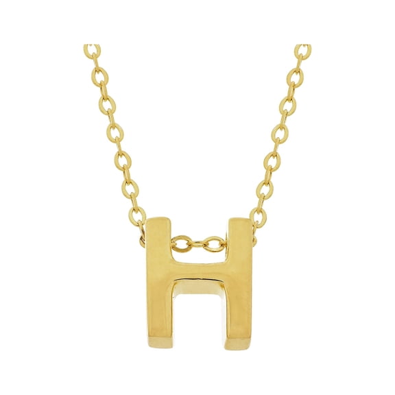 18K Gold Over Sterling Silver Initial H Necklace 18 Inches