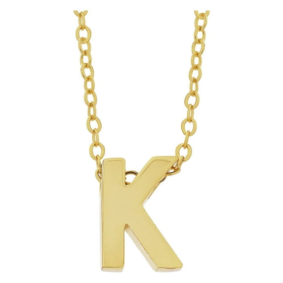 18K Gold Over Sterling Silver Initial K Necklace 18 Inches