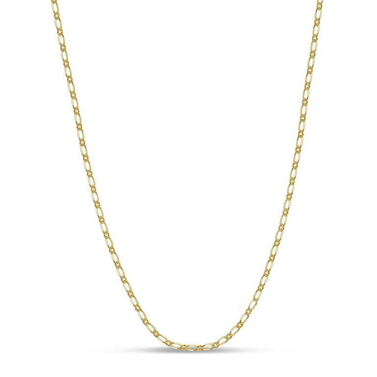 18K Gold Over Sterling Silver Mini Figaro Chain Necklace 16 Inch