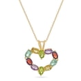 thumbnail image 1 of 18K Gold Over Sterling Silver Multiple Gemstones Heart Pendant 18 Inches, 1 of 4