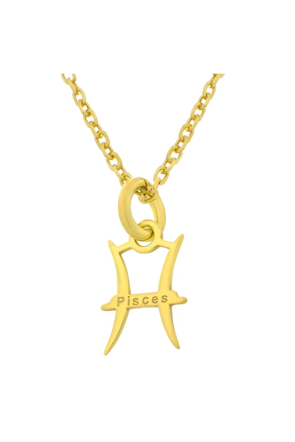 18K Gold Over Sterling Silver Pisces Zodiac Pendant Necklace 18 Inches