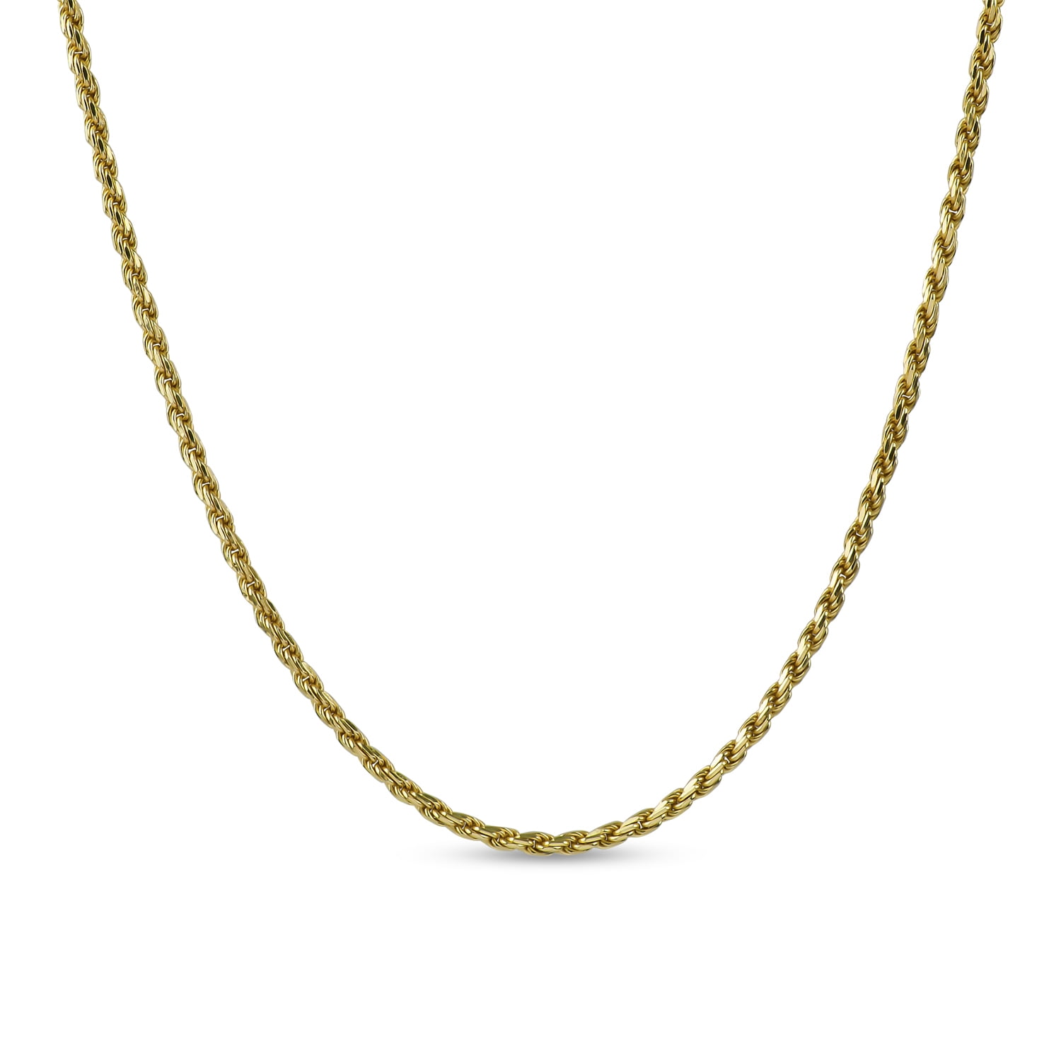 18K Gold Over Sterling Silver Rope Chain Necklace 20 Inches