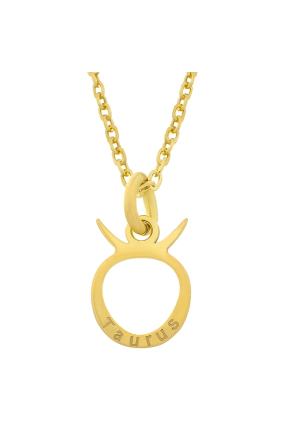 18K Gold Over Sterling Silver Taurus Zodiac Pendant Necklace 18 Inches