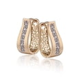 thumbnail image 1 of 18K Gold Plated 2 in 1 With Crystal Diamonds Filigree Hoop Earrings for Woman Special Occasion Everyday or Professional Wear, 1 of 2