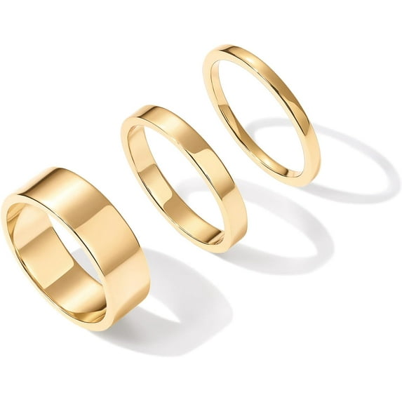 18K Gold Plated 3 Rings Set | Gold Stacking Rings for Women | Stacking Ring Set
