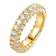 BARZEL JEWELRY 18K Gold Plated 3 Row Eternity Ring