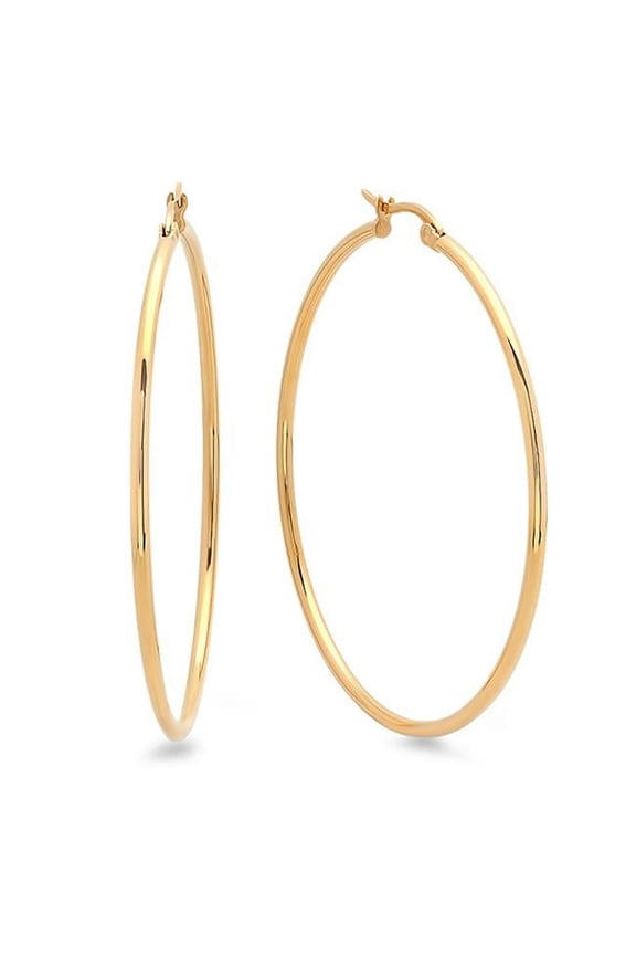 18K Gold Plated 40 Mm Hoop Earrings