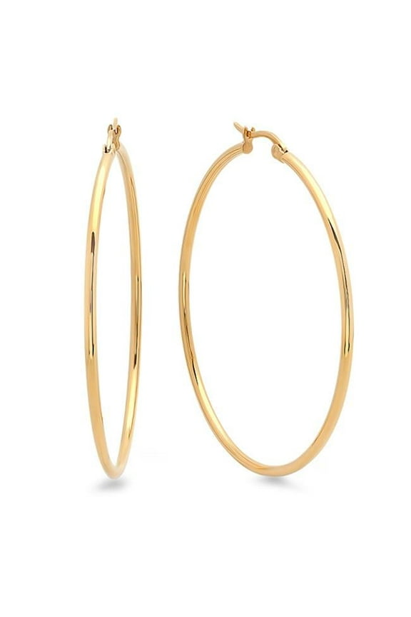 18K Gold Plated 40 Mm Hoop Earrings