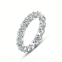 18K Gold Plated 925 Sterling Silver 1.00 Ct Real Moissanite Full Eternity Engagement Wedding Band for Women