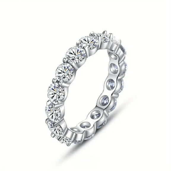 18K Gold Plated 925 Sterling Silver 1.00 Ct Real Moissanite Full Eternity Engagement Wedding Band for Women