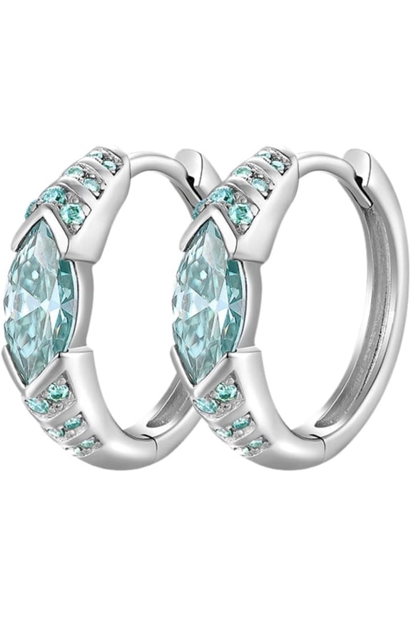 18K Gold Plated 925 Sterling Silver Blue Moissanite Earring Lab Diamond Hoop Earrings Moissanite Hoop Earrings for Men Women Bridal Earrings for Wedding