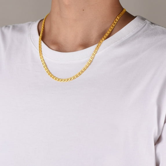 Clearance 14K Gold Plated Adjustable Link Chain Necklace for Men/Women Mariner Silver Colors Chain Birthday Christmas Jewelry Gift, 14-28inch