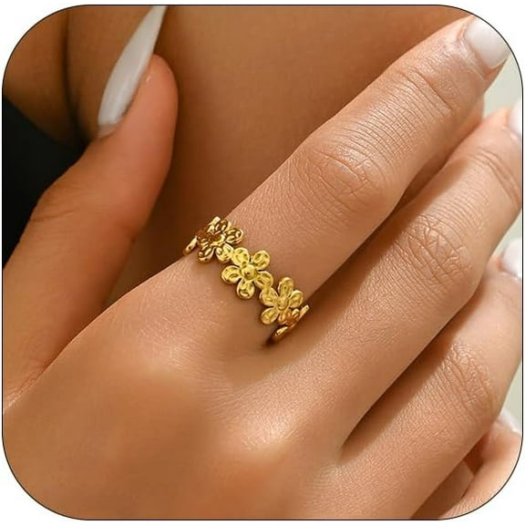 18K Gold Plated Adjustable Rings for Women Dainty Plant Flower Olive Leaf Wrap Ring Trendy Friendship Olive Branch Nature Inspired Jewelry