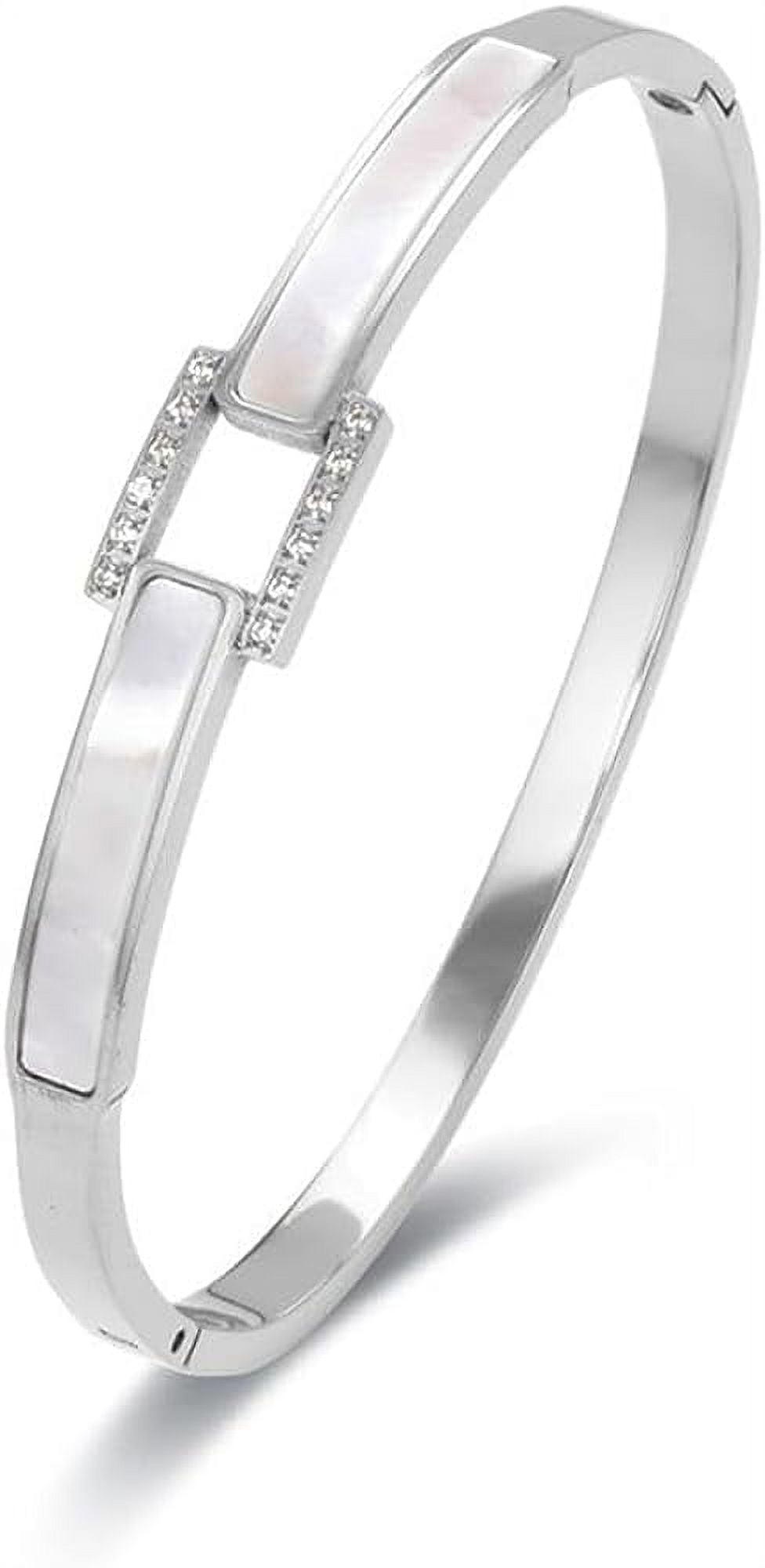 18K Gold Plated Bangle Bracelet For Women | Stainless Steel Greek Key Design, 7.1" Inner Circumference, Hypoallergenic