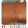 thumbnail image 1 of 18K Gold Plated Birthstone Bracelet for Women 12 Month Color CZ Beaded Stretch Bracelet Stackable Jewelry Gift, 1 of 6