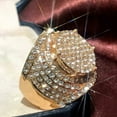 thumbnail image 1 of 18K Gold Plated Bling Pinky Ring Simulated Diamond Iced Out Ring Star Dollar Square Sign Punky Rappers Ring CZ Hip Hop Ring for Men, 1 of 6