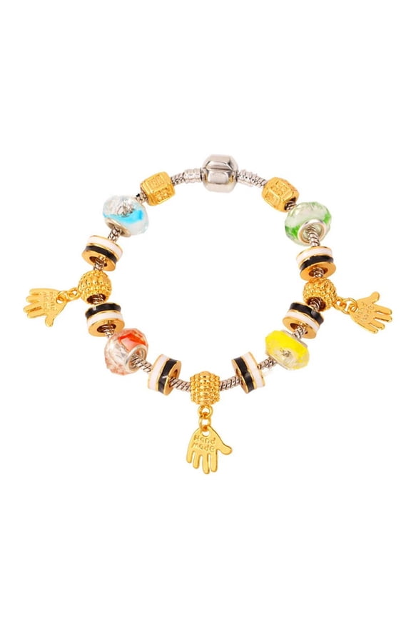 18K Gold Plated Bracelet DIY Beads Hand Lucky Charm Red Blue Multicolor L123