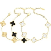 18K Gold Plated Bracelet Gold/White/Black Clover Bracelet Set For Women Four Leaf Lucky Bracelets Jewelry Gifts For Women[R9]