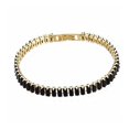 thumbnail image 1 of Gold-Tone Brass Cubic Zirconia Link Chain Smooth Tennis Bracelet Black T166, 1 of 5