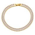 thumbnail image 1 of Gold-Tone Brass Cubic Zirconia Link Chain Smooth Tennis Bracelet Clear T166, 1 of 5