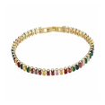 thumbnail image 1 of Gold-Tone Brass Cubic Zirconia Link Chain Smooth Tennis Bracelet Multicolor T166, 1 of 5