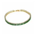 thumbnail image 1 of Gold-Tone Brass Cubic Zirconia Link Chain Smooth Tennis Bracelet Sea Green T166, 1 of 5