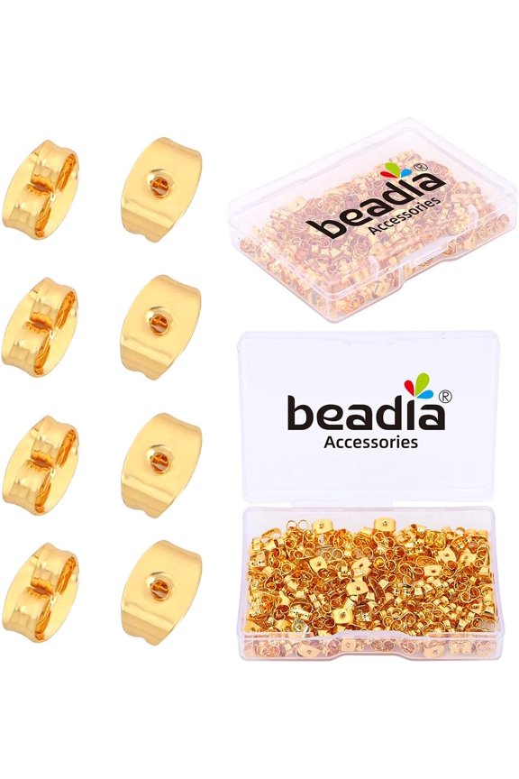 18K Gold Plated Butterfly Earring Backstops 4x6mm 200pcs for Replacement DIY Jewelry Making Findings