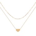 thumbnail image 1 of 18K Gold Plated Butterfly & Heart Layered Bead Necklace, Handmade Dainty Multi-Layer Choker Long Pendant Jewelry for Women, 1 of 7