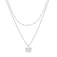 thumbnail image 1 of 18K Gold Plated Butterfly & Heart Layered Bead Necklace, Handmade Dainty Multi-Layer Choker Long Pendant Jewelry for Women, 1 of 7