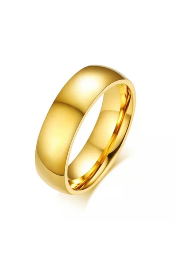 18K Gold Plated CZ Band Man Woman 316L Stainless Steel Gift Couple Rings Sz 5-13