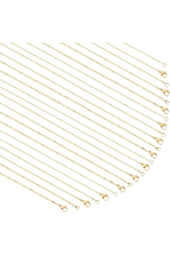 18K Gold Plated Cable Chain Solid Necklaces Brass Golden Necklace Chains Long Link Necklace Chains