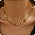 18K Gold Plated Chunky Chain Necklace For Women Thick Cuban Curb Chain