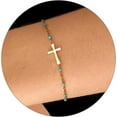 thumbnail image 1 of 18K Gold Plated Cross Bracelet for Women Dainty Gold Bead Cross Bracelet for Girls Adjustable Simple Link Chain Bracelets Faith Confirmation Jewelry Gifts, 1 of 6