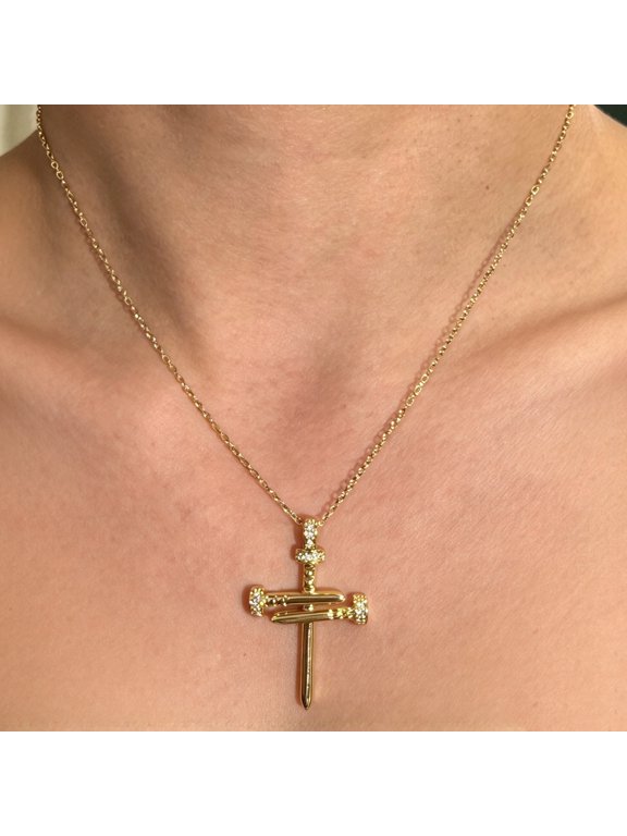 18K Gold Plated Cross Necklace For Women, Delicate Clavicle Necklace, Daily Wear Jewelry Gift for Her