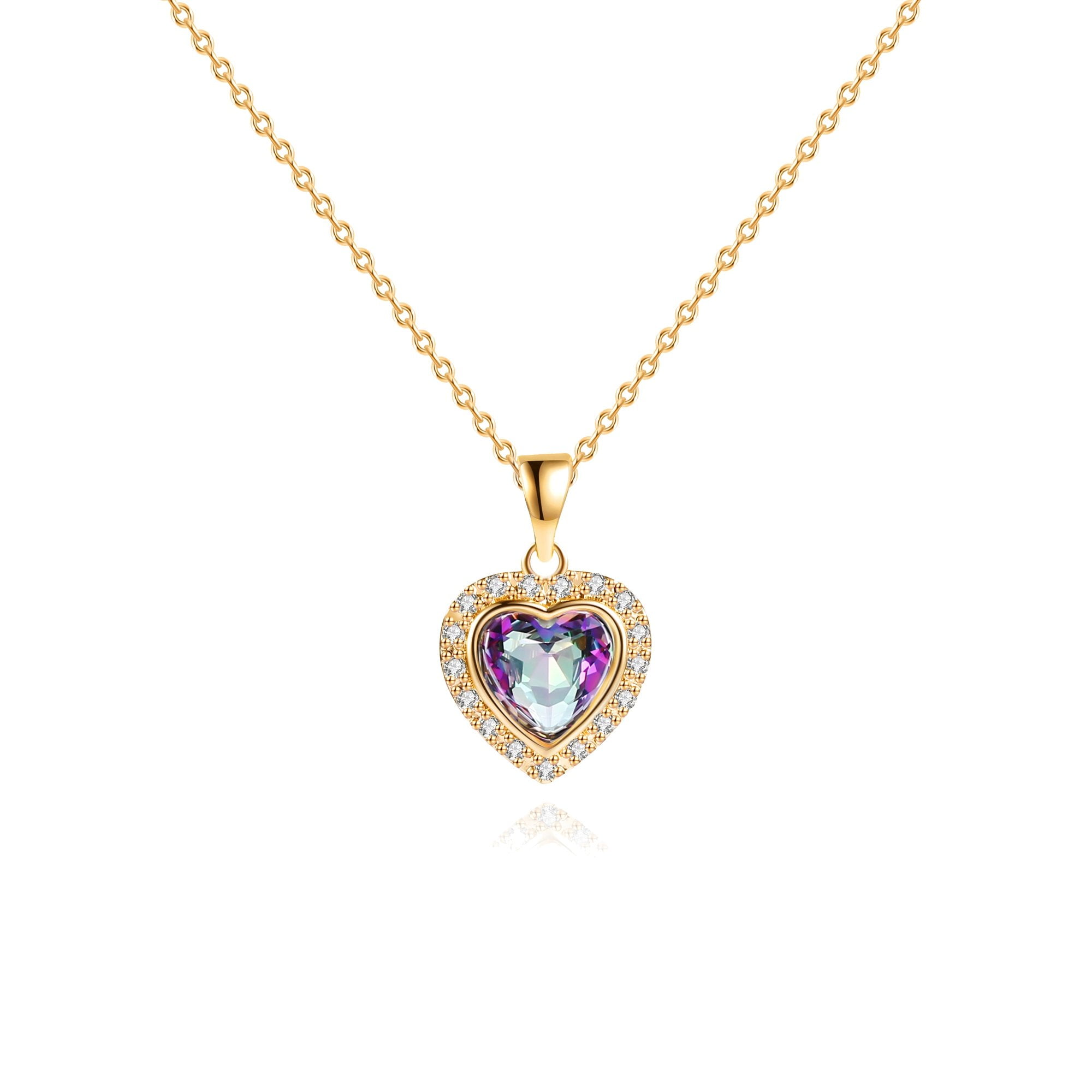 me Women's Gold Plated Crystal Heart Necklace - Gold