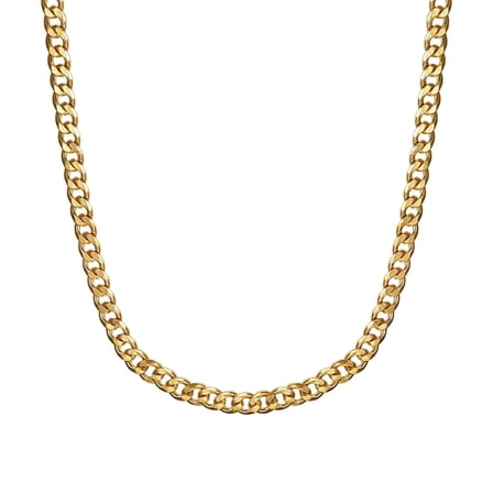 18K Gold Plated Cuban Link 24 Inch 7mm Chain Stainless Steel Hip Hop Necklack for Men Women
