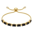 thumbnail image 1 of Gold-Tone Cubic Zirconia Rectangle Micro Pave Smooth Slider Bracelet Black T120, 1 of 5