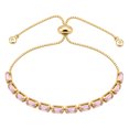thumbnail image 1 of Gold-Tone Cubic Zirconia Rectangle Micro Pave Smooth Slider Bracelet Pink T120, 1 of 2
