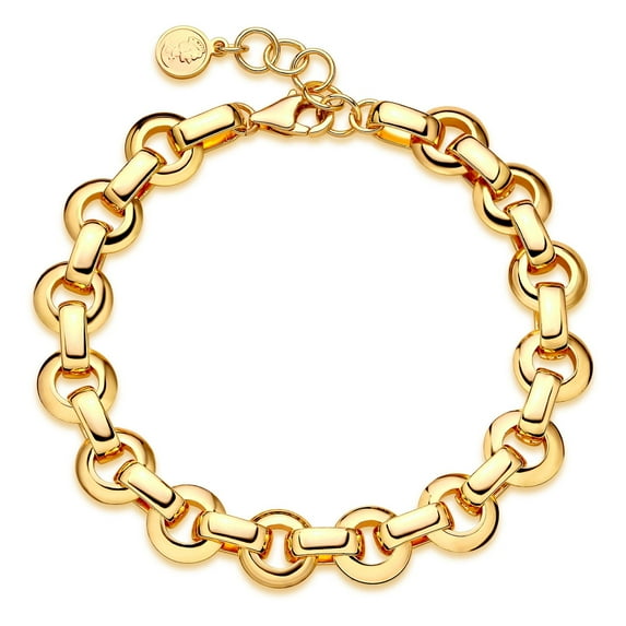 GDCOIN Circle Bold Chunky Bracelet 14K Gold Plated Jewelry Gift for Women and Men