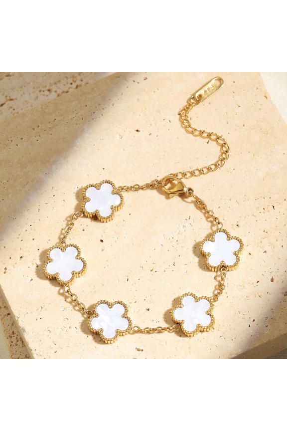 18K Gold Plated Dainty Four Five Leaf Clover Dot Bracelets for Women Lucky Flower Jewelry